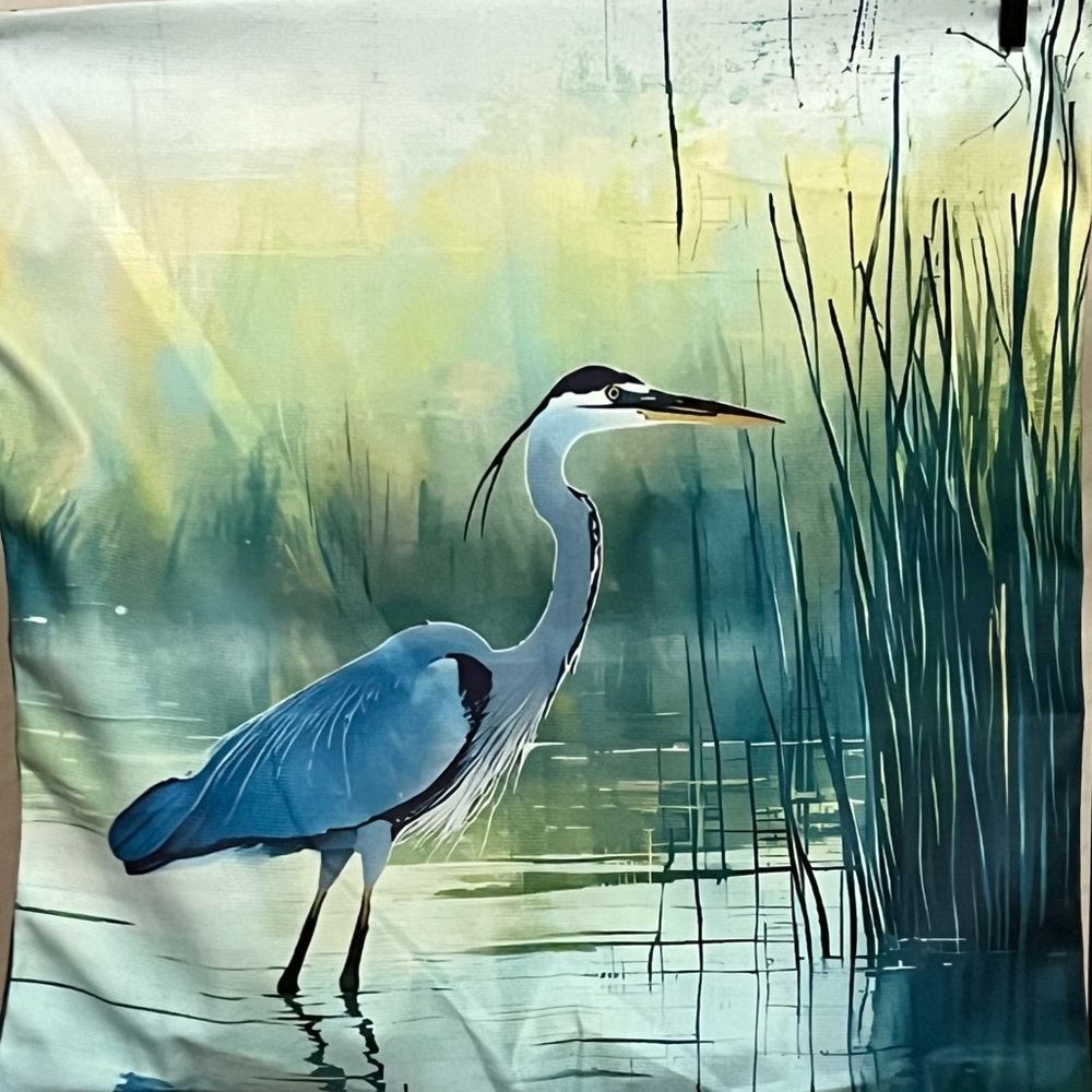 Blue Heron Art Print pillow cover